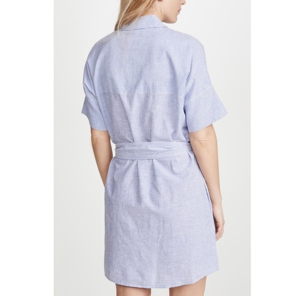 MELISSA Nepton Collar ButtonDown Belted Chest Pocket Striped Midi Shirt … - Picture 2 of 12